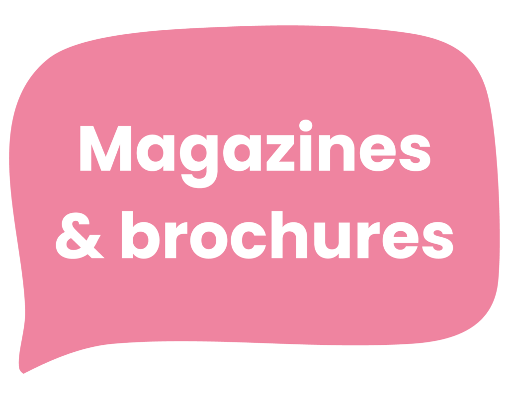 Wolkje met tekst: magazines en brochures door Studio Fiora