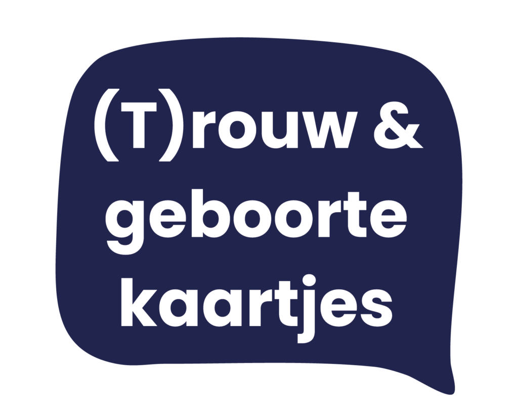 Wolkje met tekst: (t)rouw & geboorte kaartjes door Studio Fiora